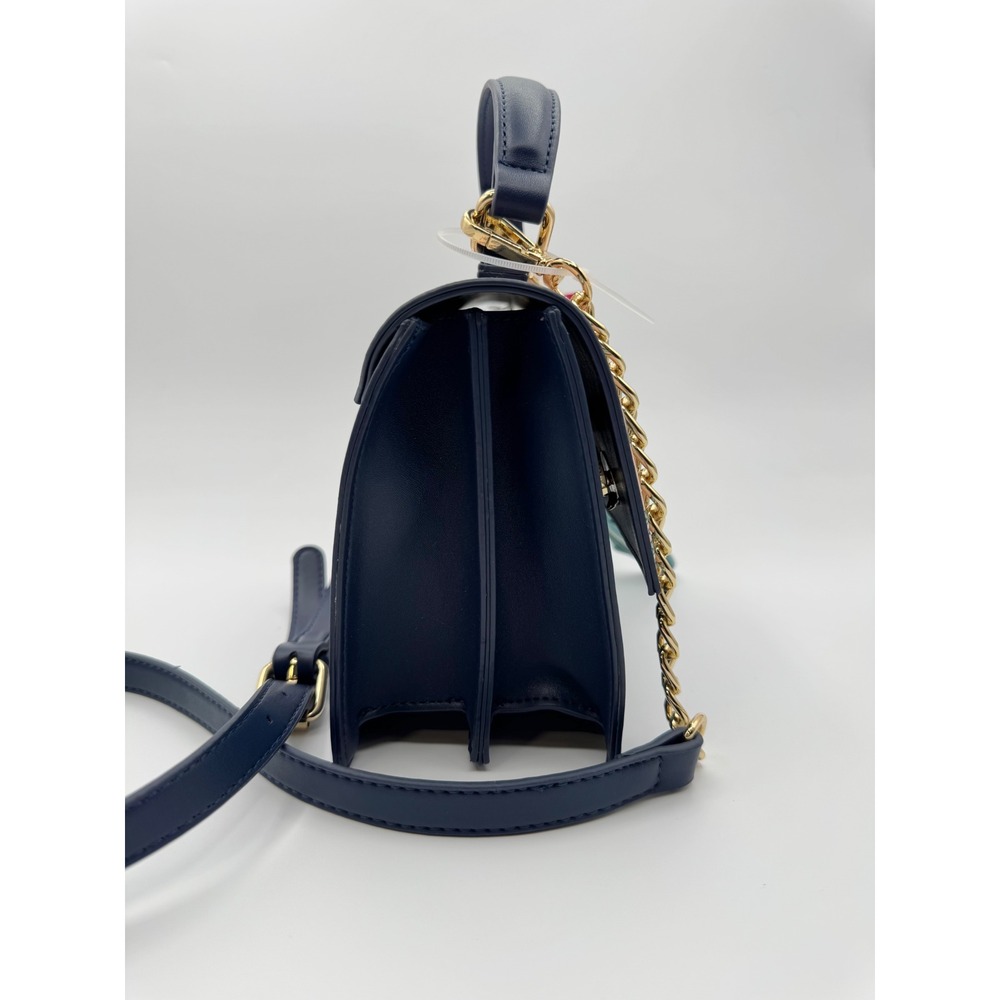 Betsey Johnson Sardine Navy Pink Leather Crossbody Top Handle Purse - Picture 5 of 14